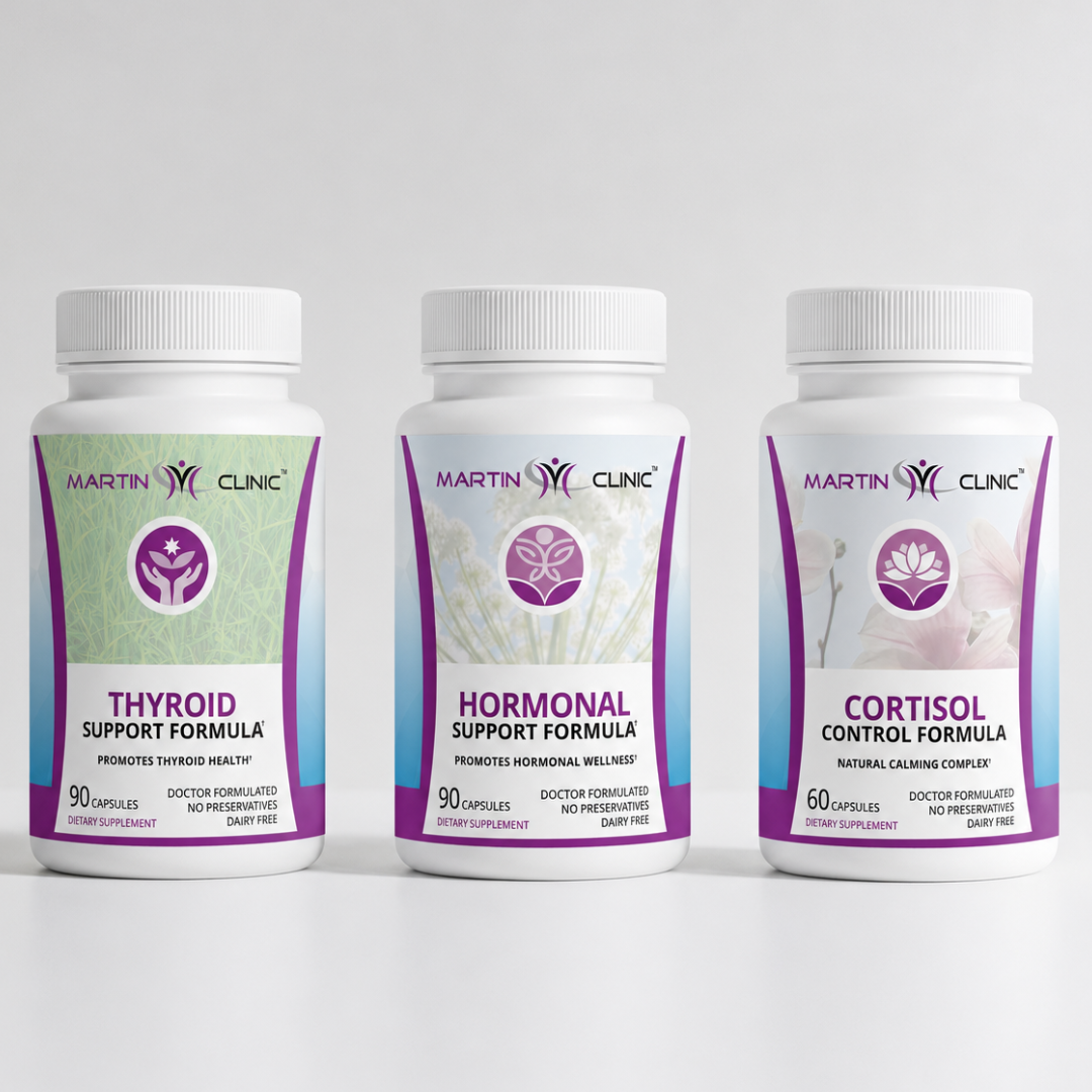 Martin Clinic Thyroid Support, Hormonal Support, and Cortisol Control formulas