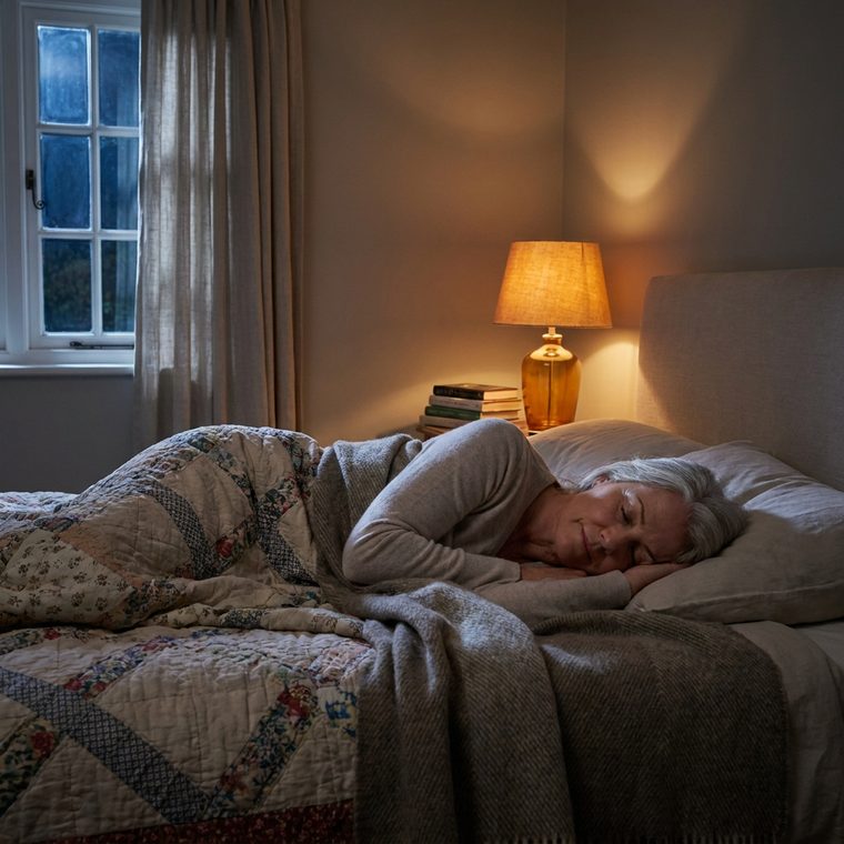 A woman sleeping through the night