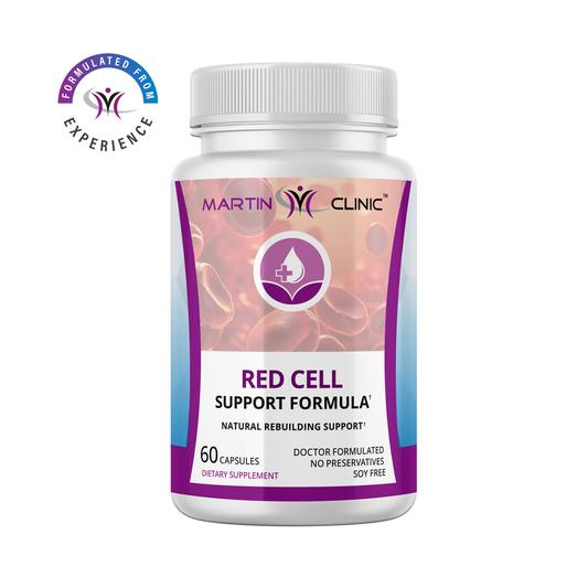 Red Cell Support Formula bottle with the Formulated from Experience badge