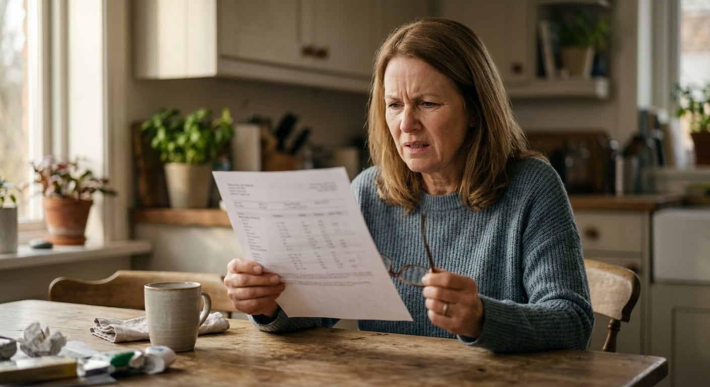 Woman reading bloodwork results that came back normal