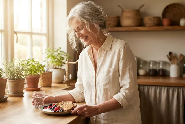 Woman with a wholesome breakfast
