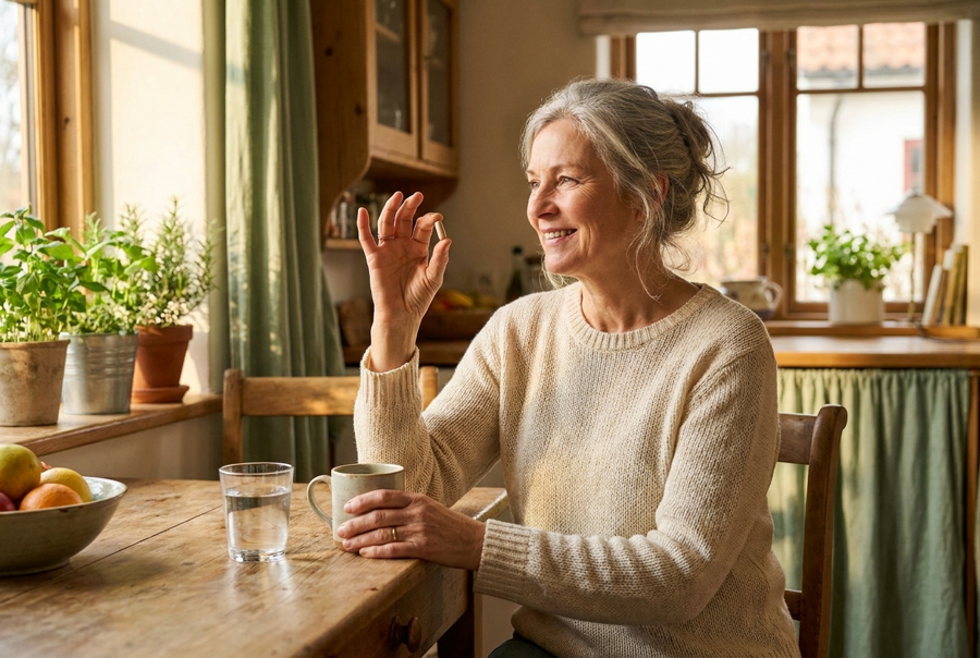 Taking Gut-Ease before a meal