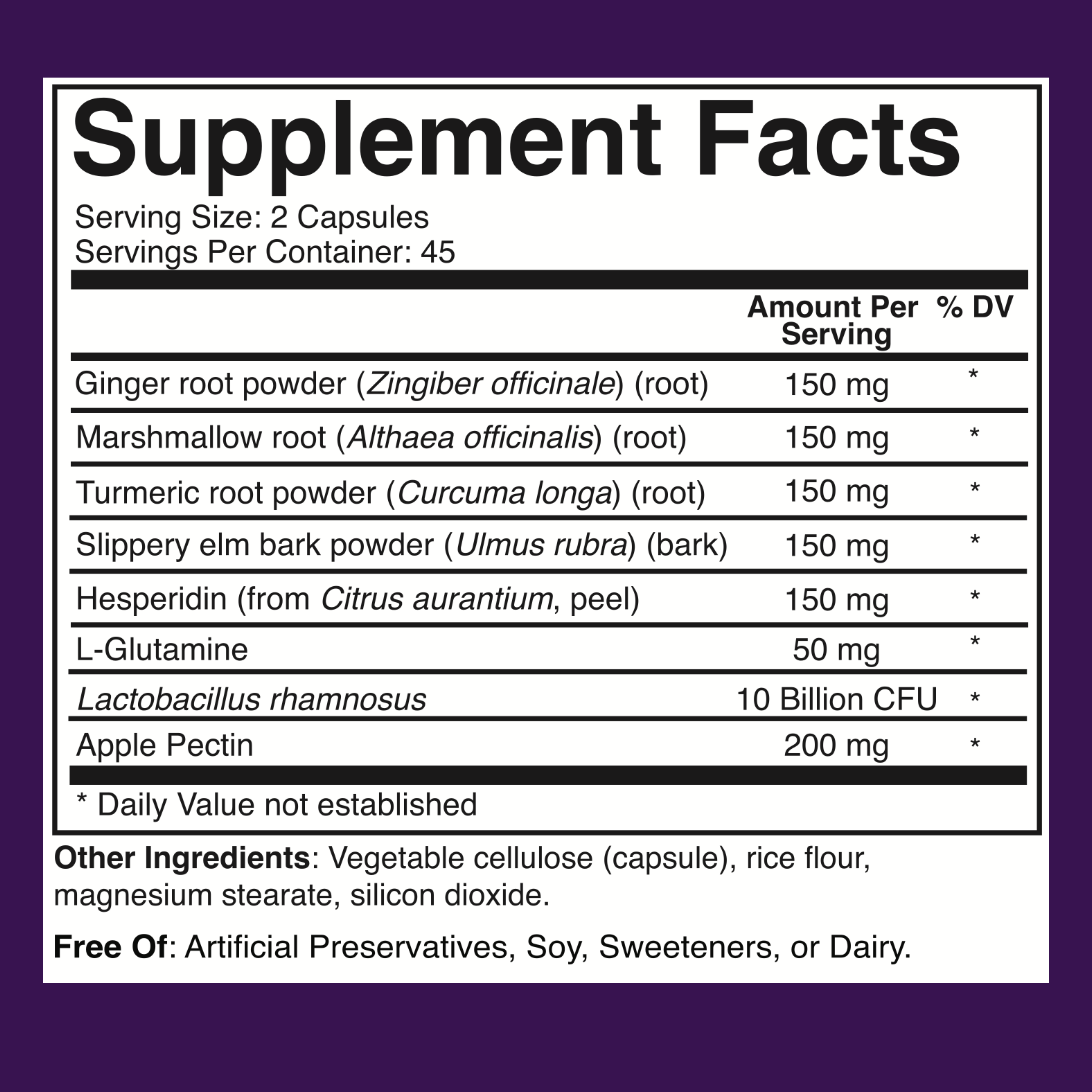 Gut-Ease Supplement Facts